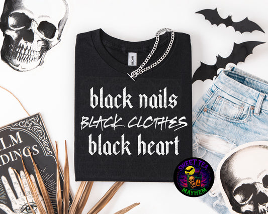 Black Nails Black Clothes Black Heart