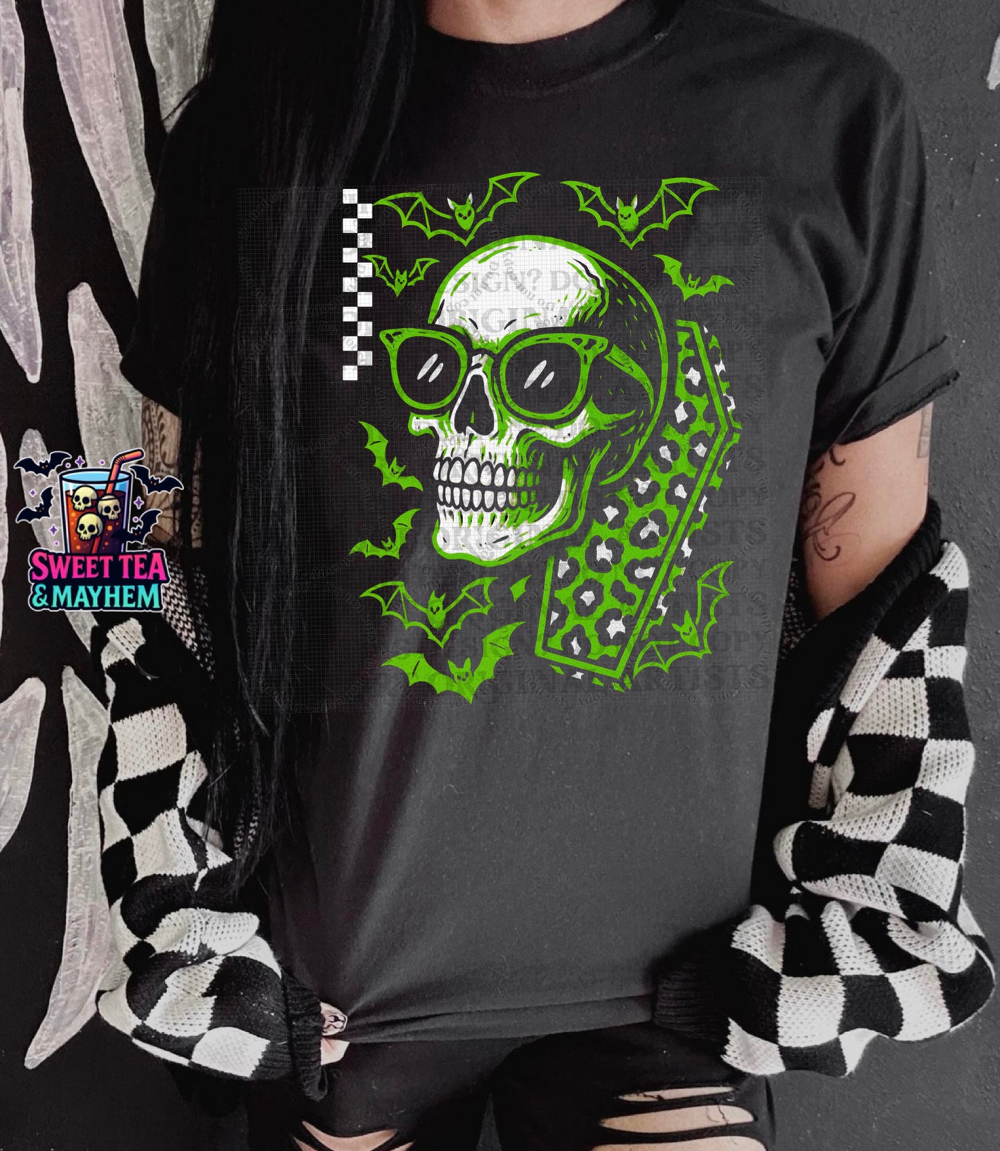 Neon Green Skull & Coffin