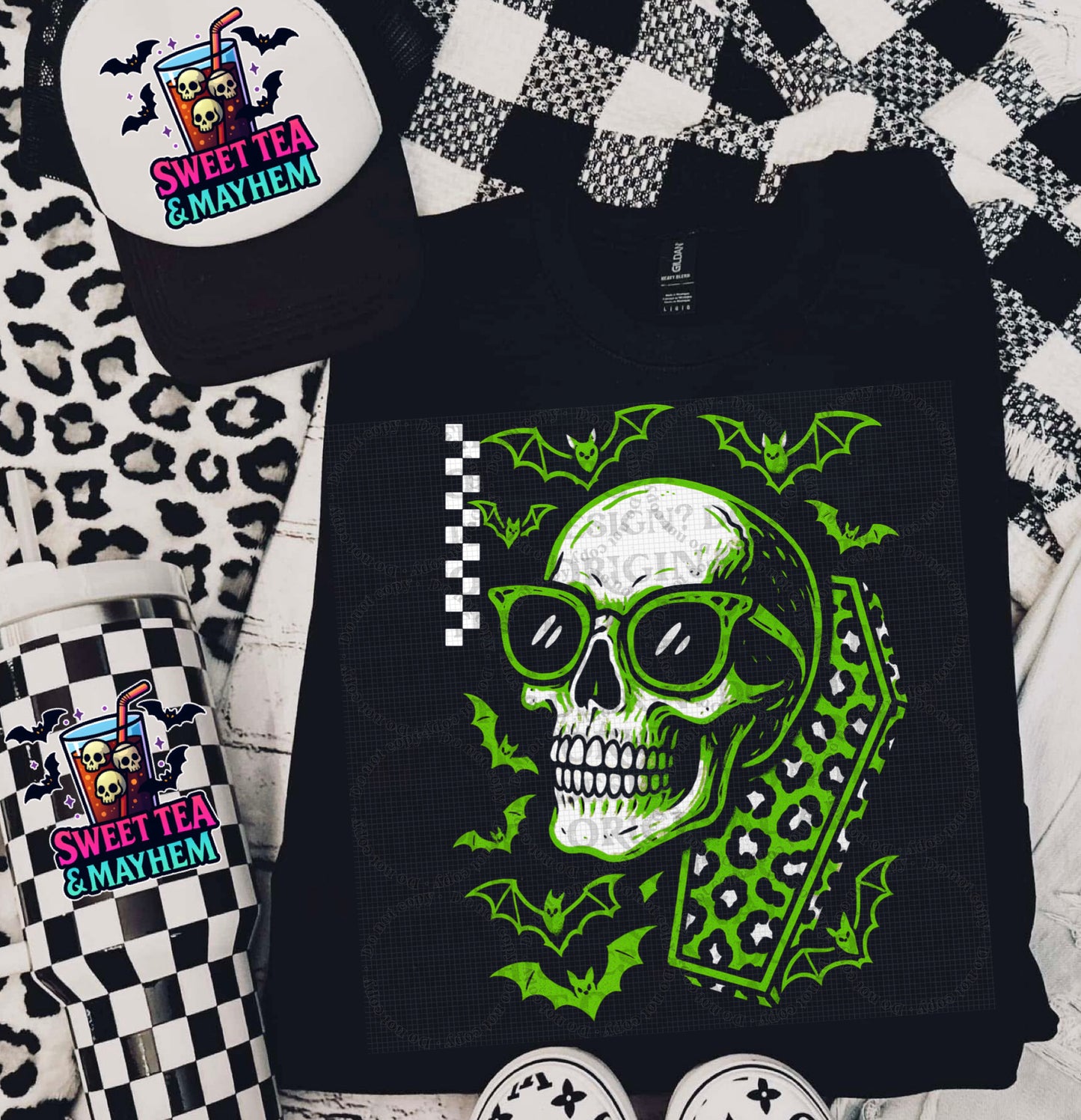 Neon Green Skull & Coffin