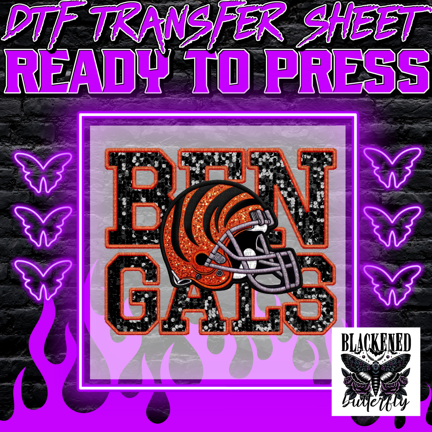 Cincinnati Bengals Faux Embroidery