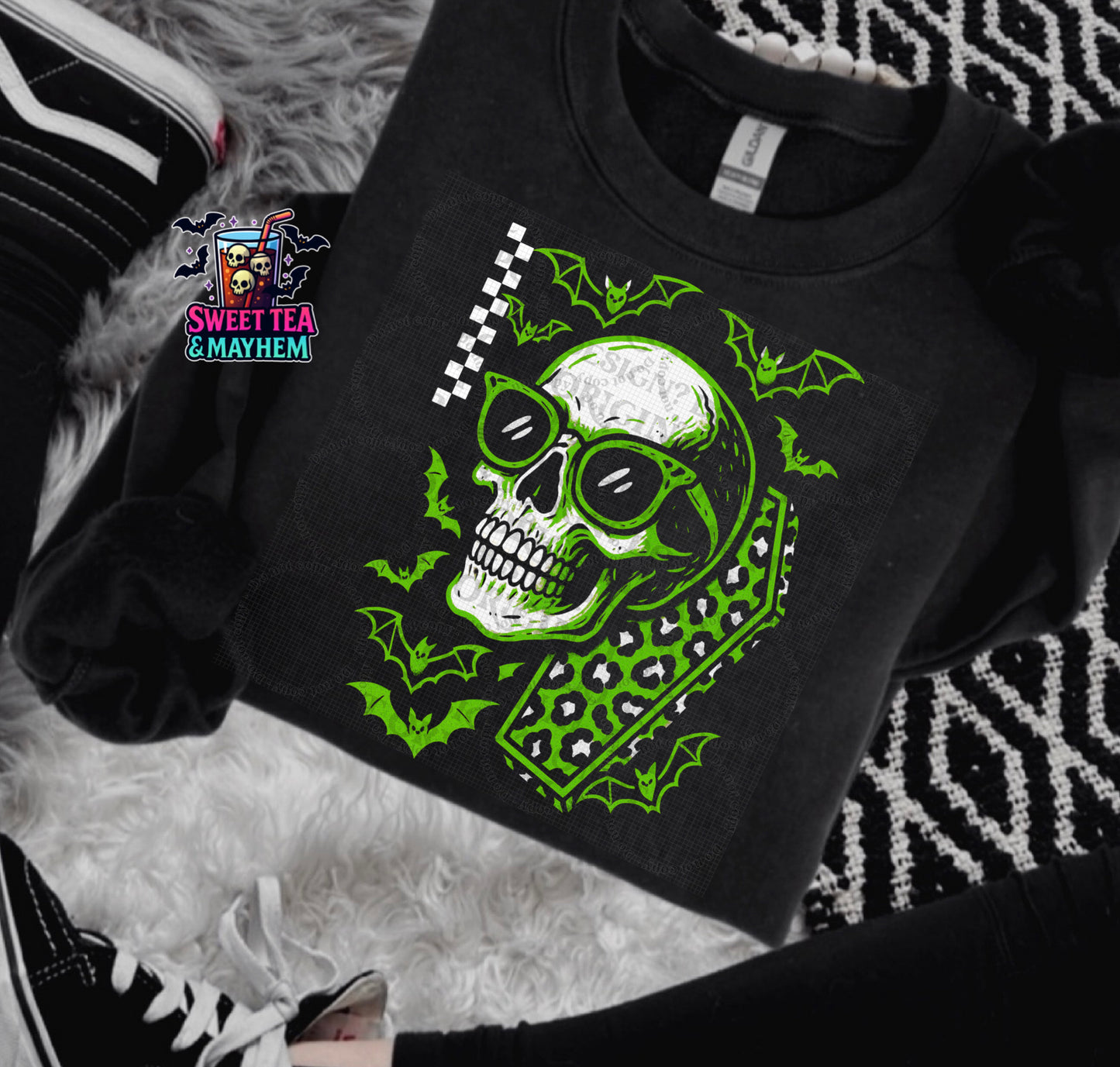 Neon Green Skull & Coffin