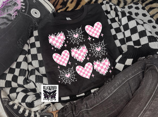 Pink Checkered Hearts Grid