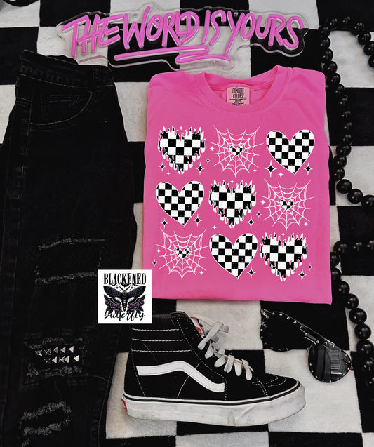 Black & White Checkered Hearts